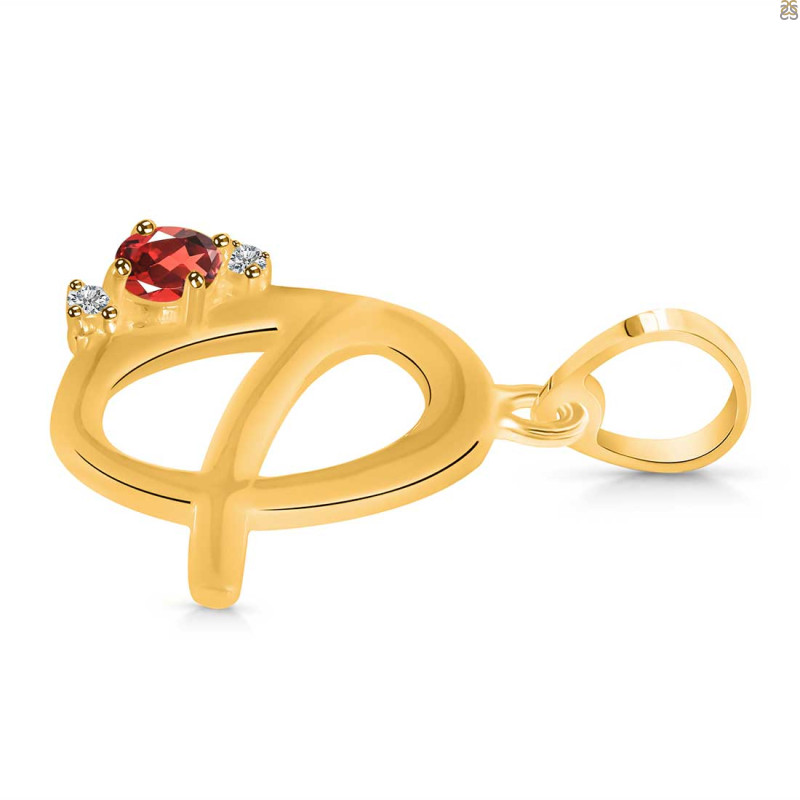 Garnet & White Topaz Alphabet Q Pendant GAR-RDA-17.
