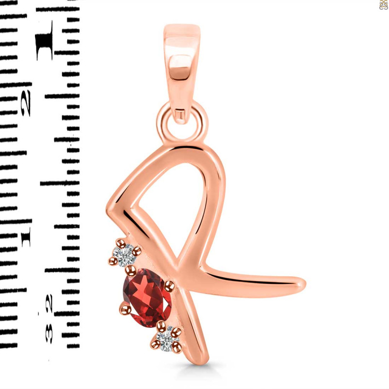 Garnet & White Topaz Alphabet R Pendant GAR-RDA-18.