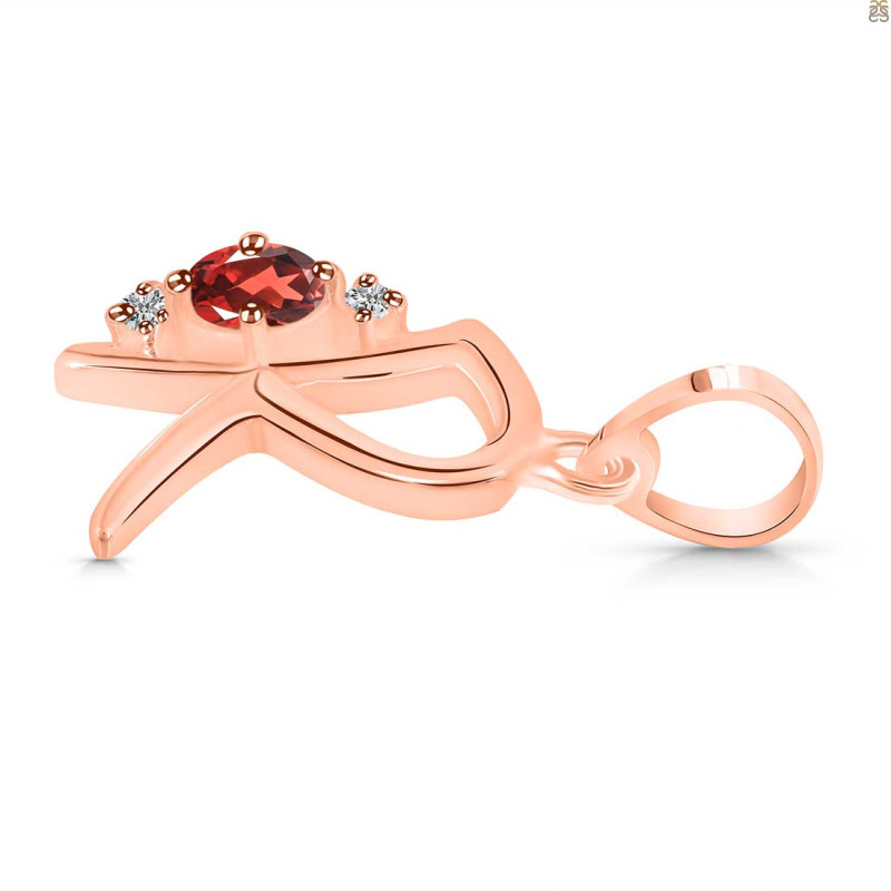 Garnet & White Topaz Alphabet R Pendant GAR-RDA-18.