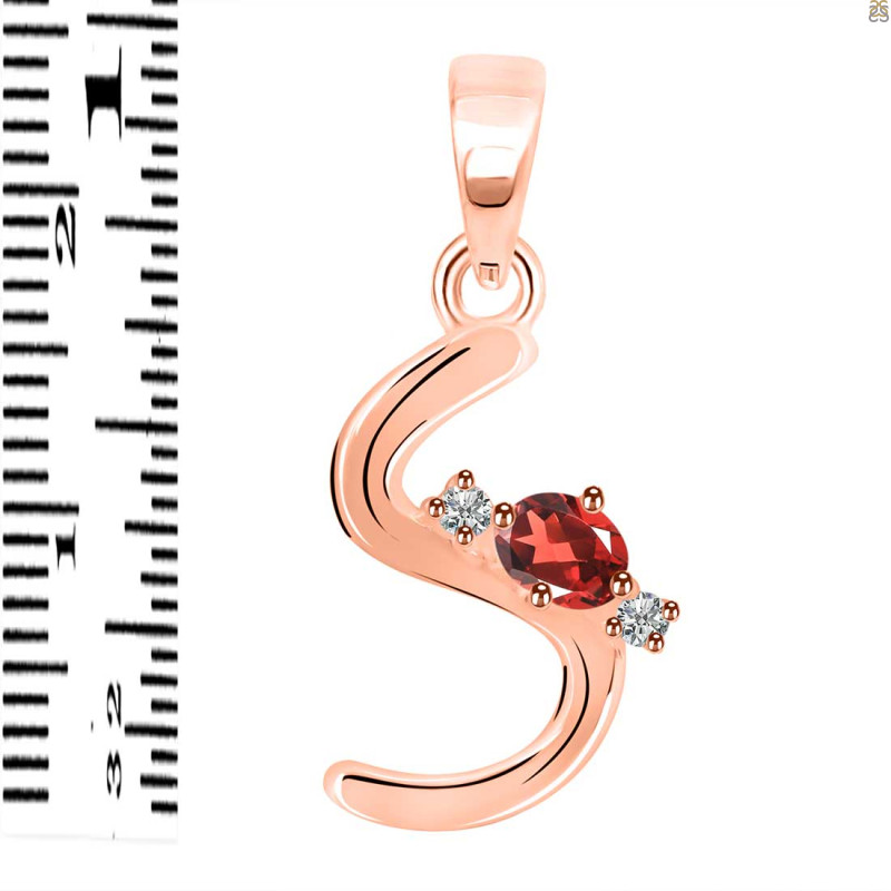 Garnet & White Topaz Alphabet S Pendant GAR-RDA-19.