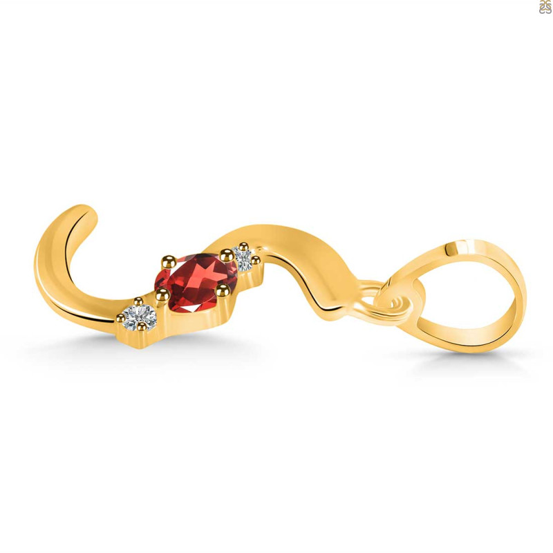 Garnet & White Topaz Alphabet S Pendant GAR-RDA-19.
