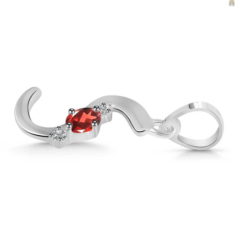 Garnet & White Topaz Alphabet S Pendant