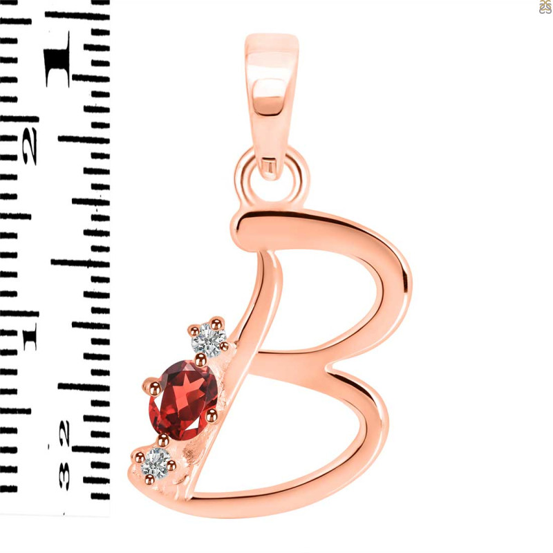 Garnet & White Topaz Alphabet B Pendant GAR-RDA-2.