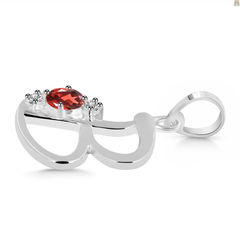 Garnet & White Topaz Alphabet B Pendant