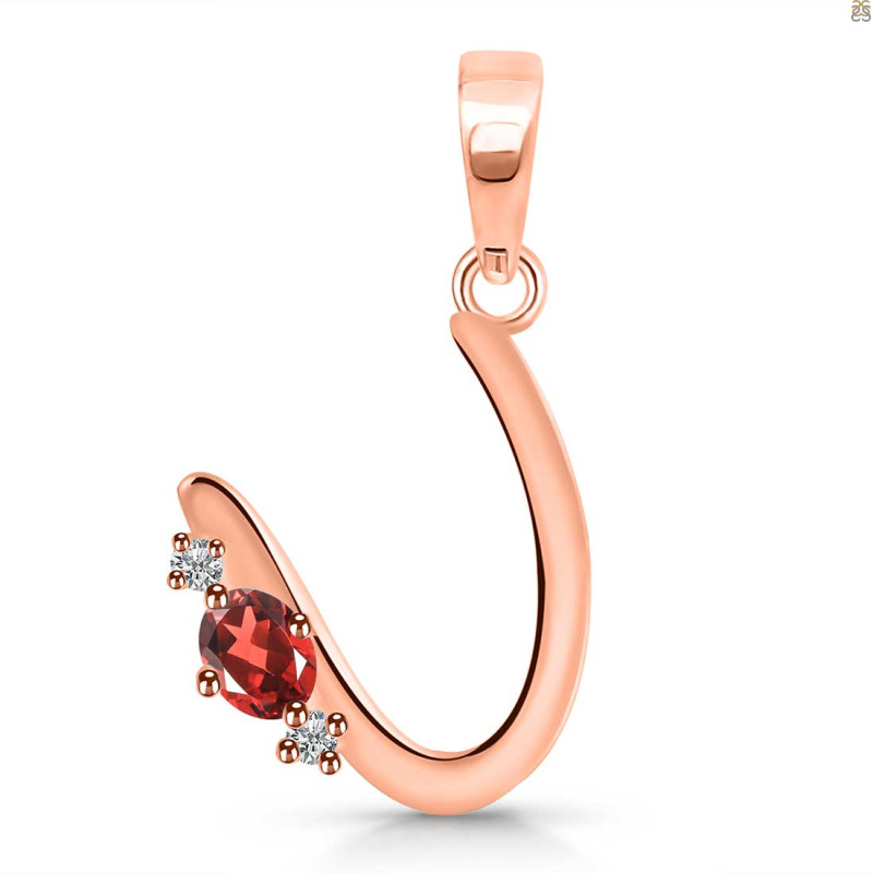 Garnet & White Topaz Alphabet U Pendant GAR-RDA-21.