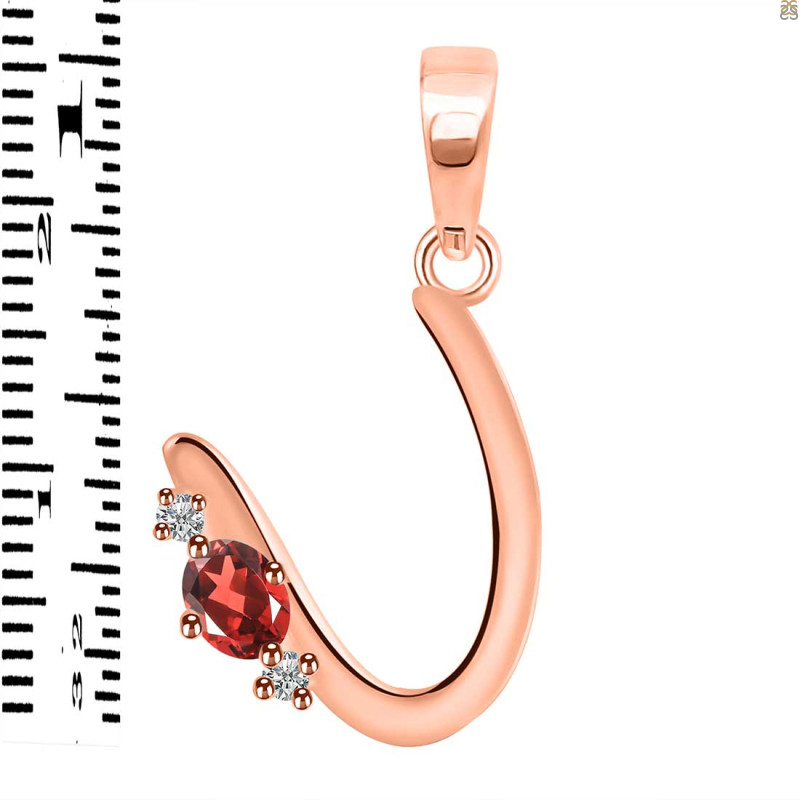 Garnet & White Topaz Alphabet U Pendant GAR-RDA-21.