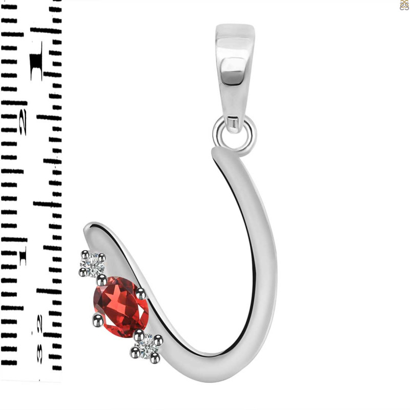 Garnet & White Topaz Alphabet U Pendant GAR-RDA-21.