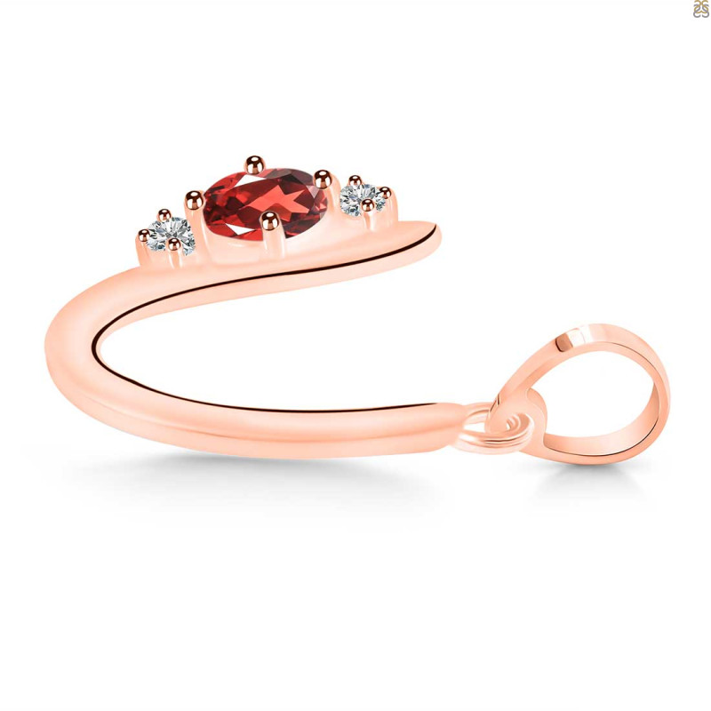 Garnet & White Topaz Alphabet U Pendant GAR-RDA-21.