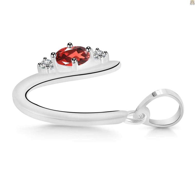 Garnet & White Topaz Alphabet U Pendant