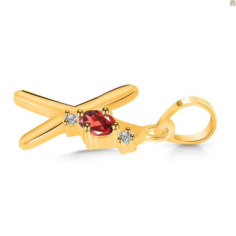 Garnet & White Topaz Alphabet X Pendant GAR-RDA-24.