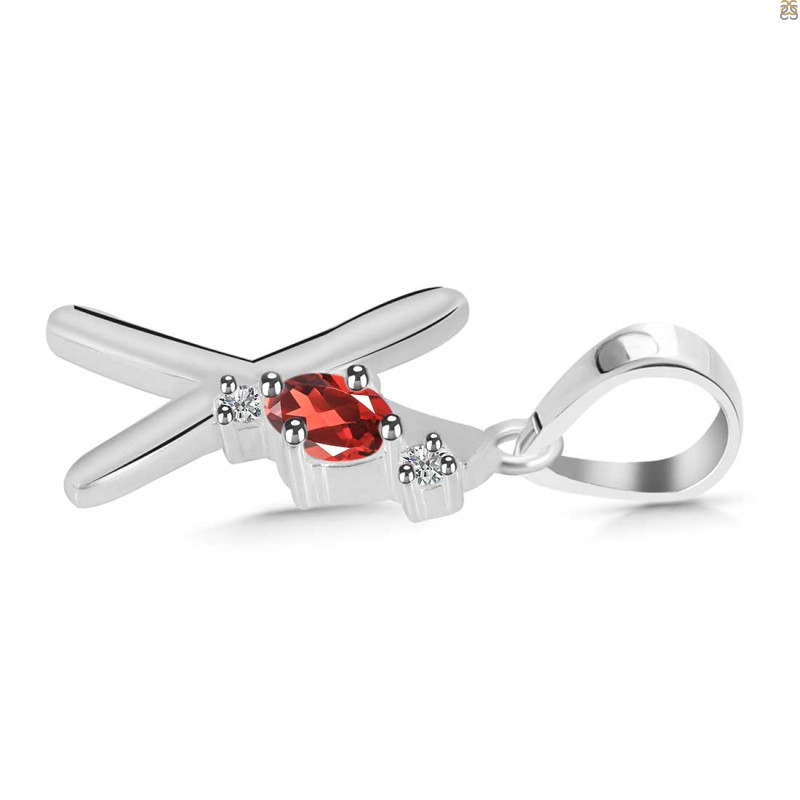 Garnet & White Topaz Alphabet X Pendant
