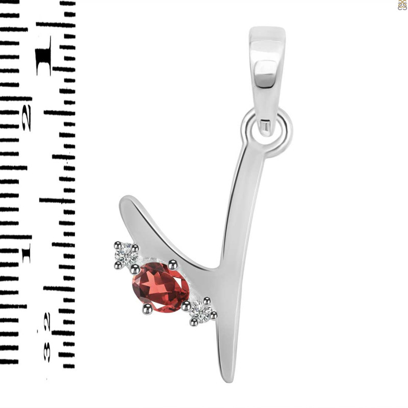 Garnet & White Topaz Alphabet Y Pendant GAR-RDA-25.