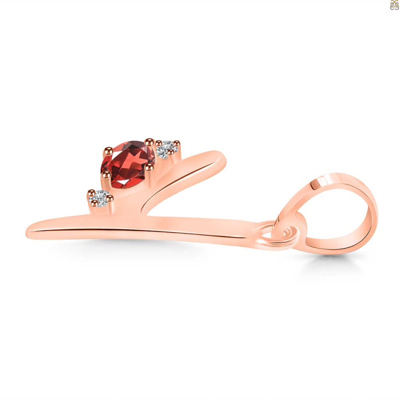 Garnet & White Topaz Alphabet Y Pendant GAR-RDA-25.