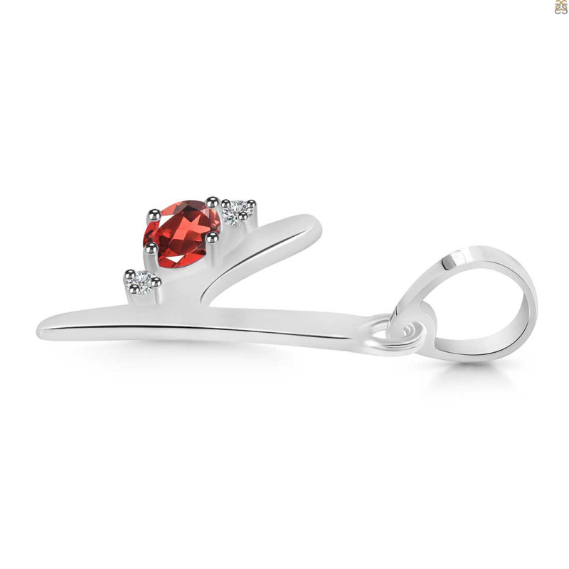 Garnet & White Topaz Alphabet Y Pendant