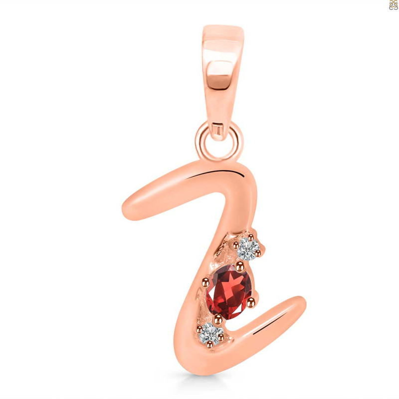 Garnet & White Topaz Alphabet Z Pendant GAR-RDA-26.