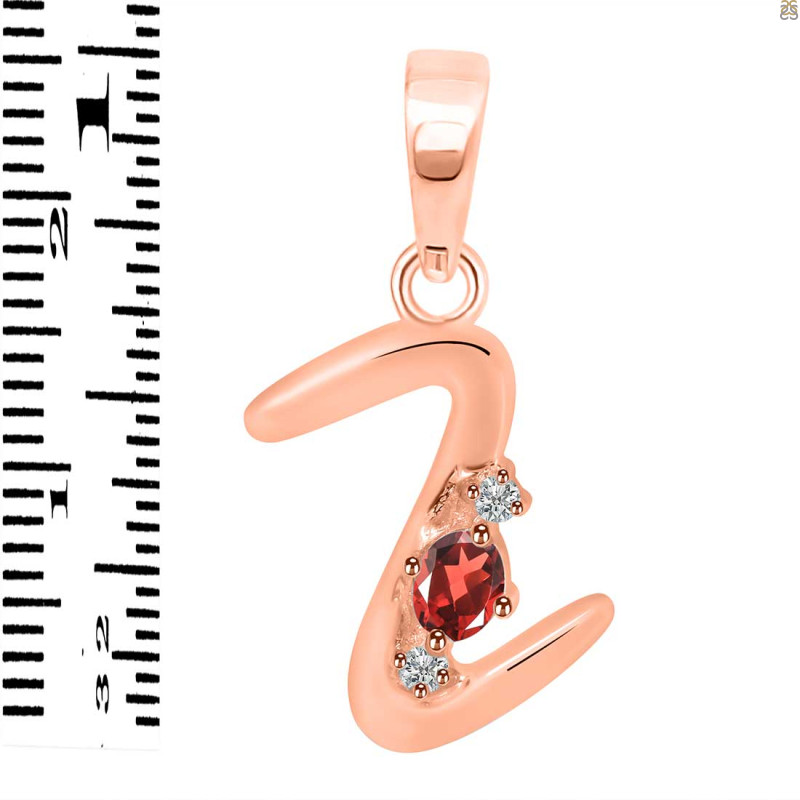 Garnet & White Topaz Alphabet Z Pendant GAR-RDA-26.