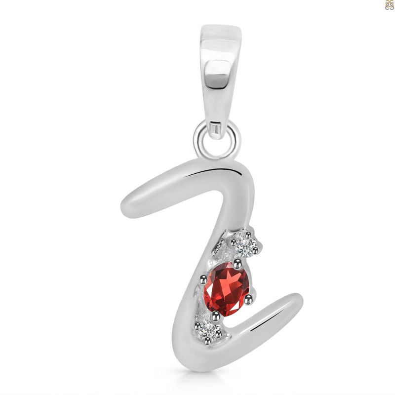 Garnet & White Topaz Alphabet Z Pendant GAR-RDA-26.