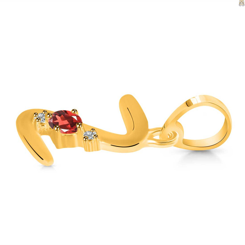 Garnet & White Topaz Alphabet Z Pendant GAR-RDA-26.