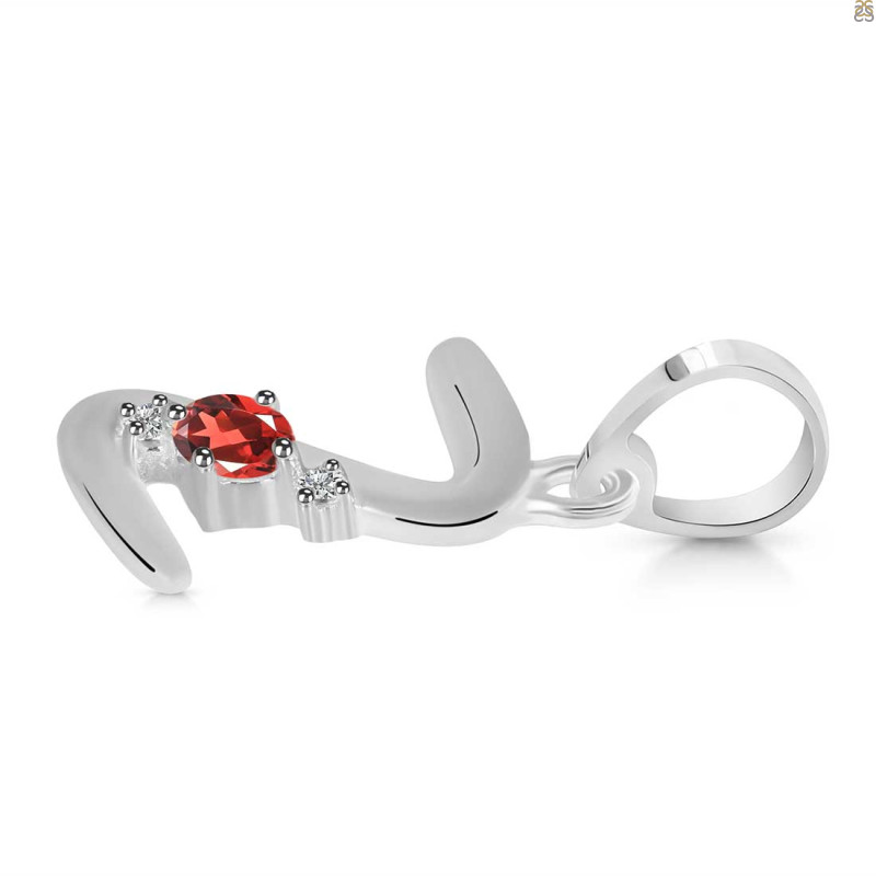 Garnet & White Topaz Alphabet Z Pendant