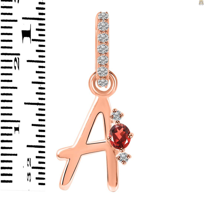Garnet & White Topaz Alphabet A Pendant GAR-RDA-27.