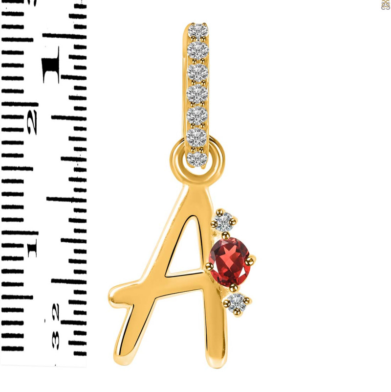 Garnet & White Topaz Alphabet A Pendant GAR-RDA-27.