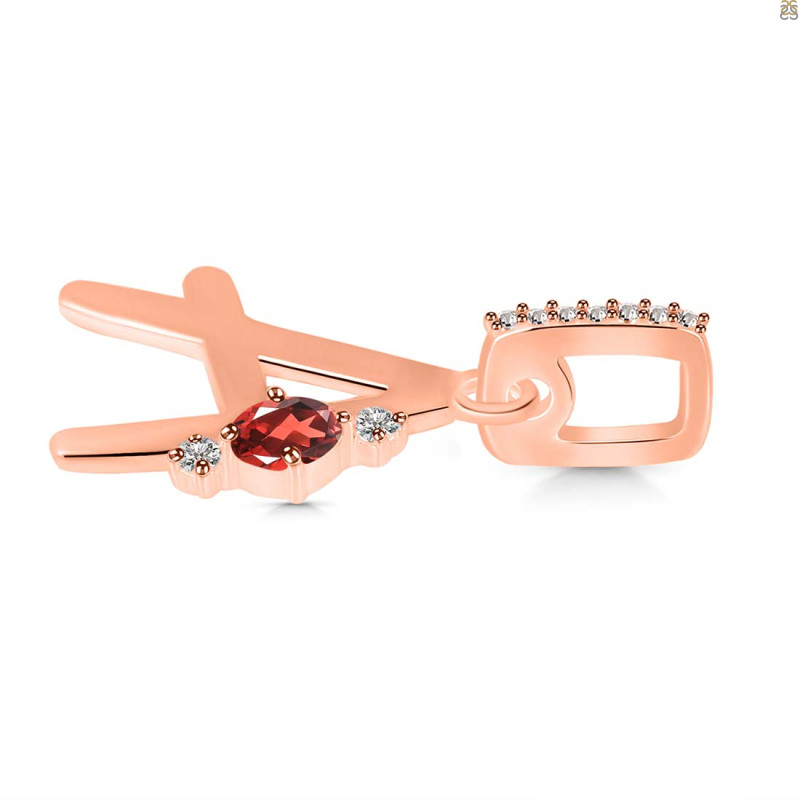 Garnet & White Topaz Alphabet A Pendant GAR-RDA-27.