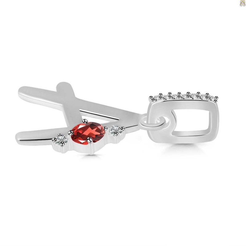 Garnet & White Topaz Alphabet A Pendant