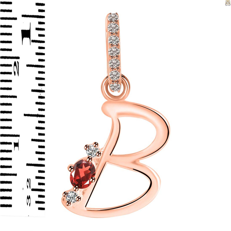 Garnet & White Topaz Alphabet B Pendant GAR-RDA-28.