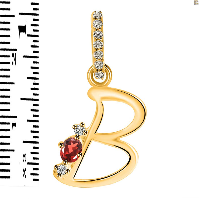 Garnet & White Topaz Alphabet B Pendant GAR-RDA-28.