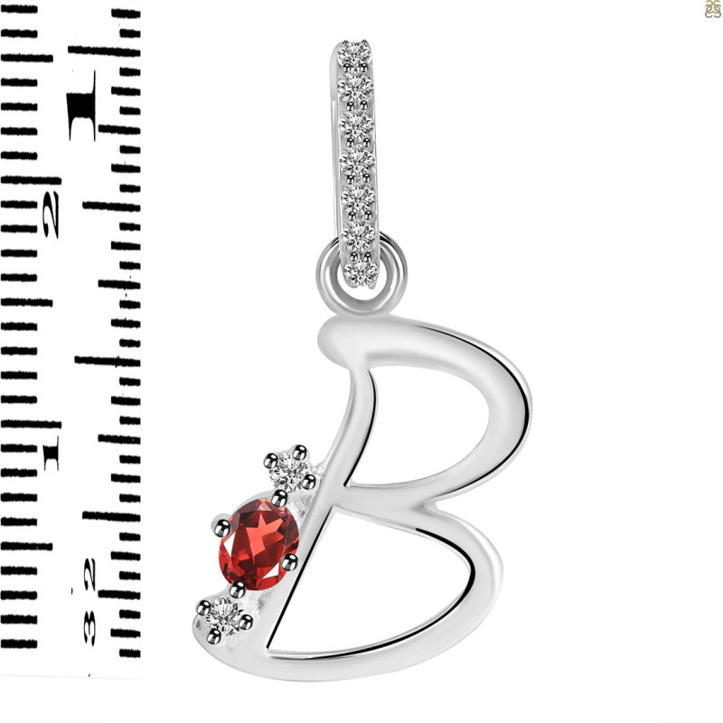 Garnet & White Topaz Alphabet B Pendant GAR-RDA-28.