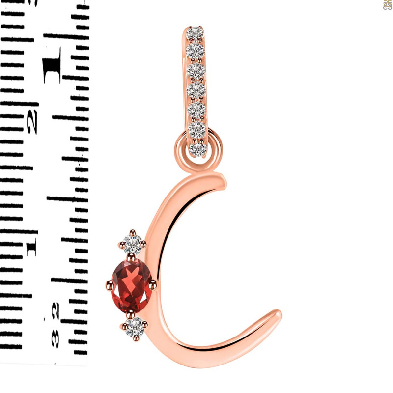 Garnet & White Topaz Alphabet C Pendant GAR-RDA-29.