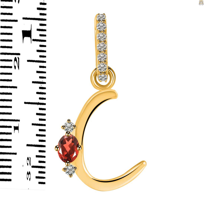 Garnet & White Topaz Alphabet C Pendant GAR-RDA-29.