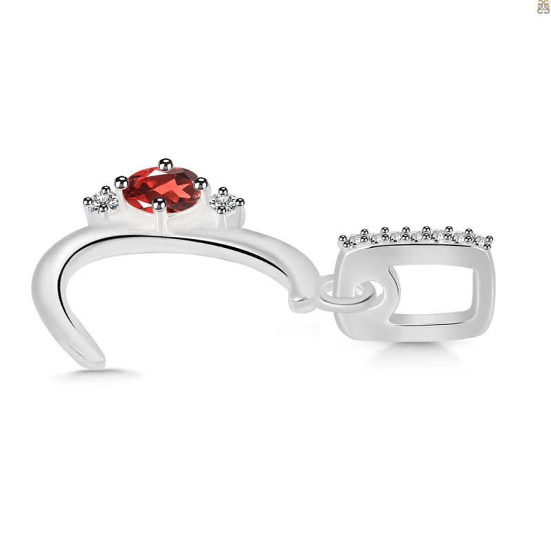 Garnet & White Topaz Alphabet C Pendant