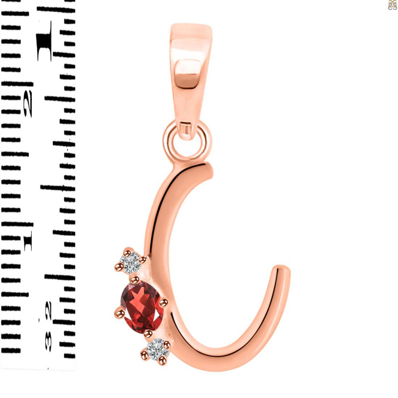Garnet & White Topaz Alphabet C Pendant GAR-RDA-3.