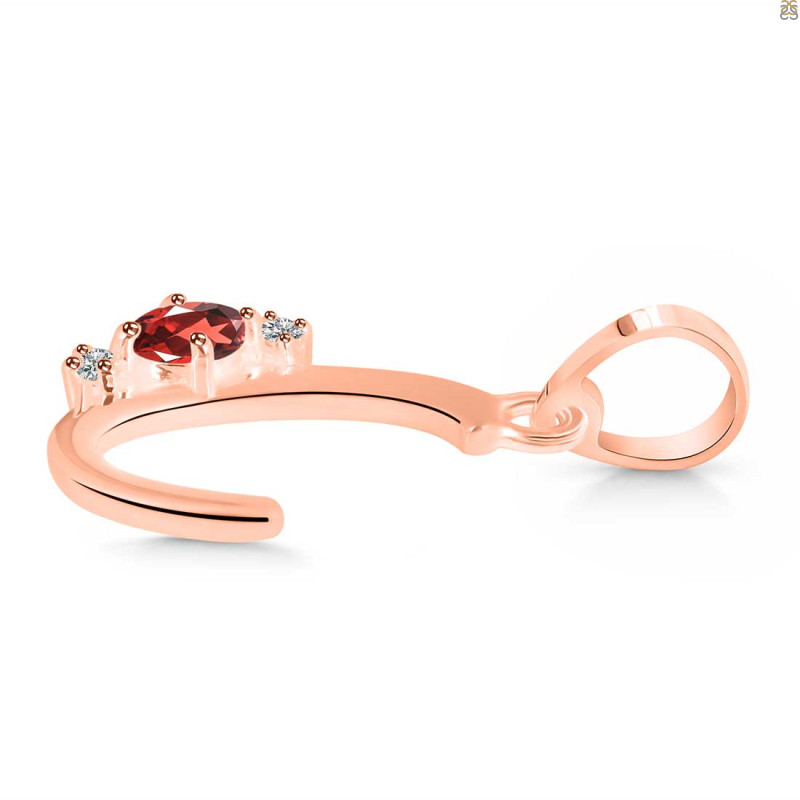 Garnet & White Topaz Alphabet C Pendant GAR-RDA-3.