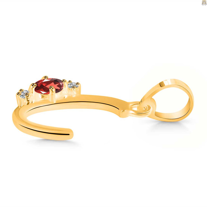Garnet & White Topaz Alphabet C Pendant GAR-RDA-3.