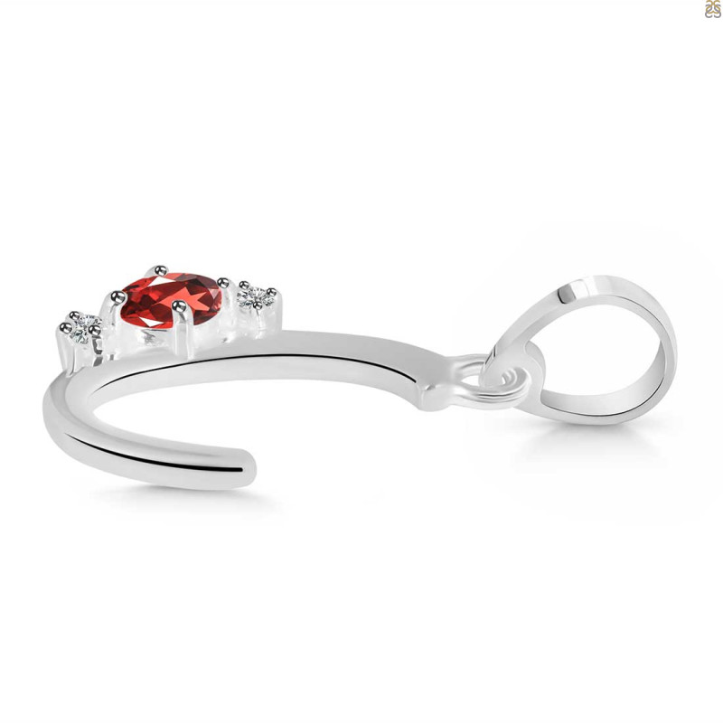 Garnet & White Topaz Alphabet C Pendant