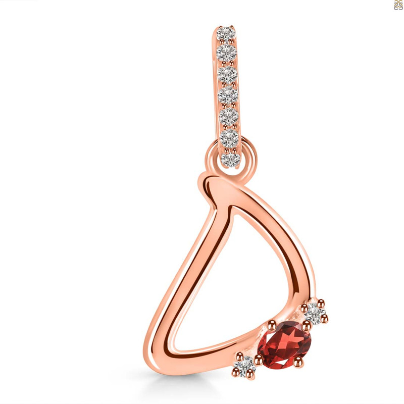 Garnet & White Topaz Alphabet D Pendant GAR-RDA-30.