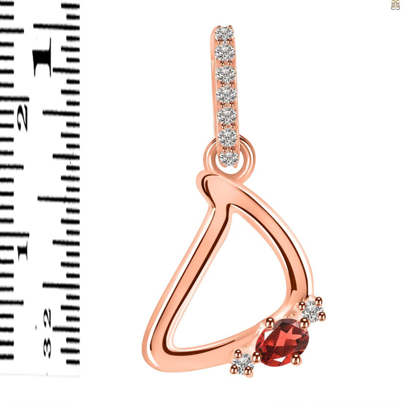 Garnet & White Topaz Alphabet D Pendant GAR-RDA-30.