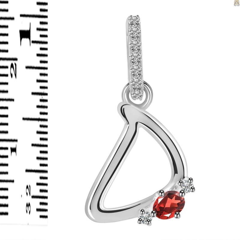 Garnet & White Topaz Alphabet D Pendant GAR-RDA-30.