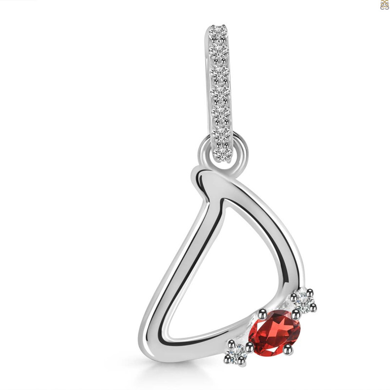 Garnet & White Topaz Alphabet D Pendant GAR-RDA-30.