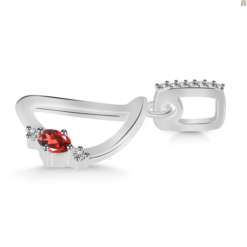 Garnet & White Topaz Alphabet D Pendant