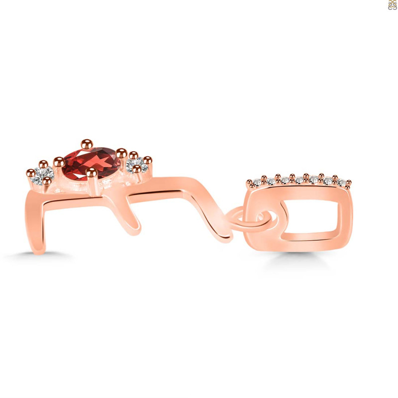 Garnet & White Topaz Alphabet E Pendant GAR-RDA-31.