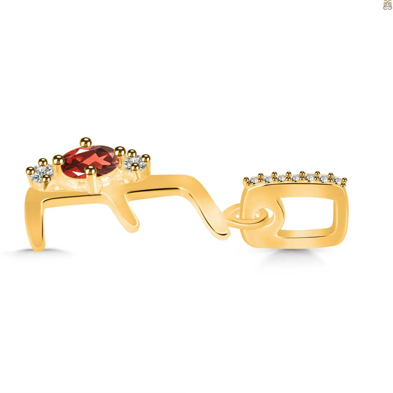 Garnet & White Topaz Alphabet E Pendant GAR-RDA-31.