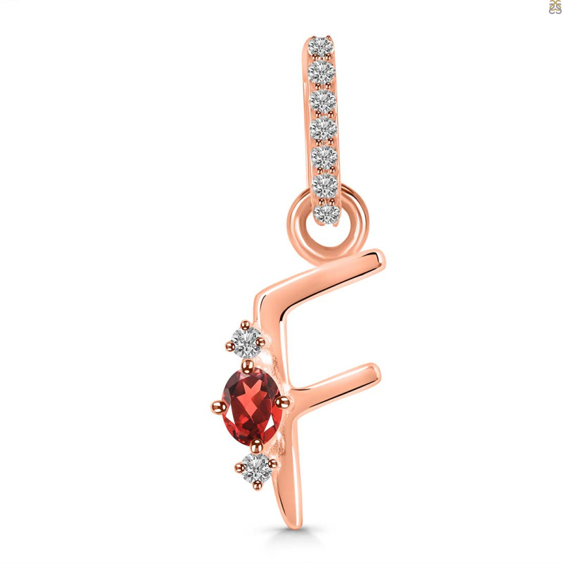 Garnet & White Topaz Alphabet F Pendant GAR-RDA-32.