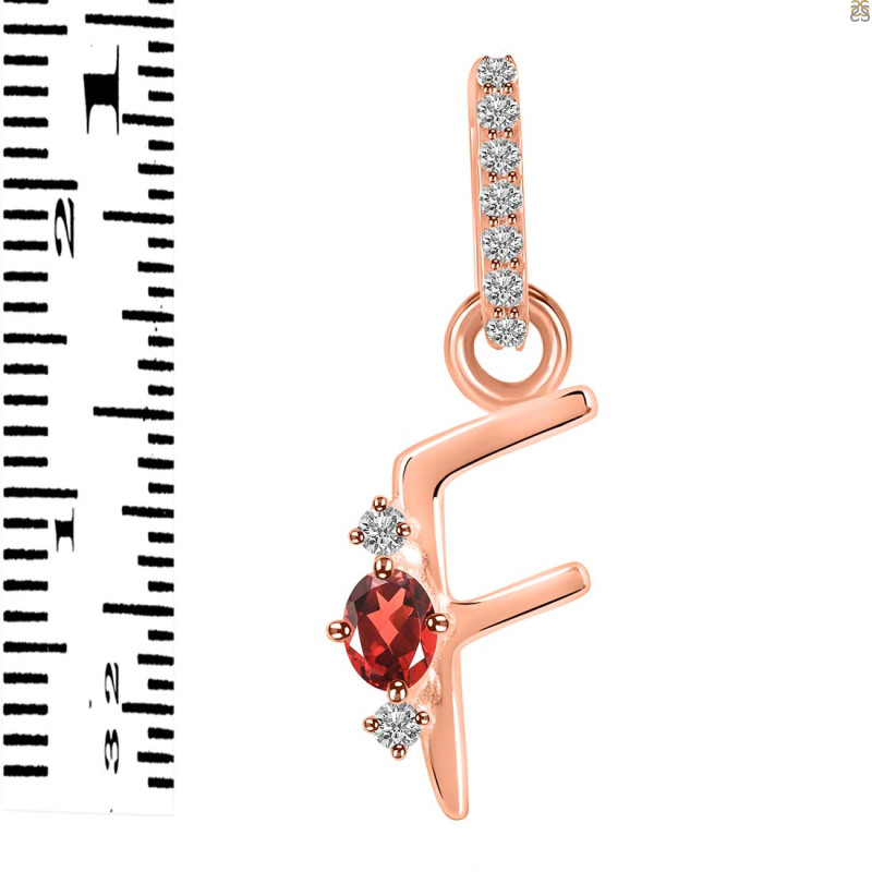 Garnet & White Topaz Alphabet F Pendant GAR-RDA-32.