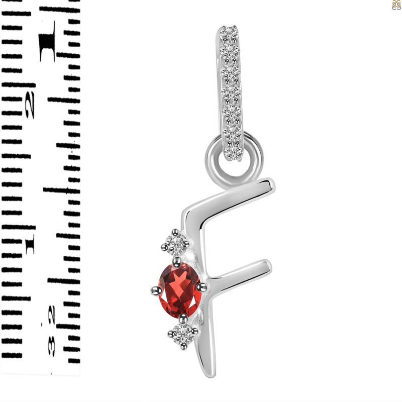 Garnet & White Topaz Alphabet F Pendant GAR-RDA-32.