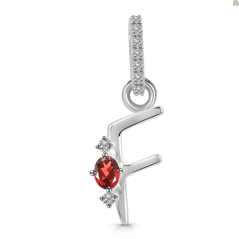 Garnet & White Topaz Alphabet F Pendant GAR-RDA-32.