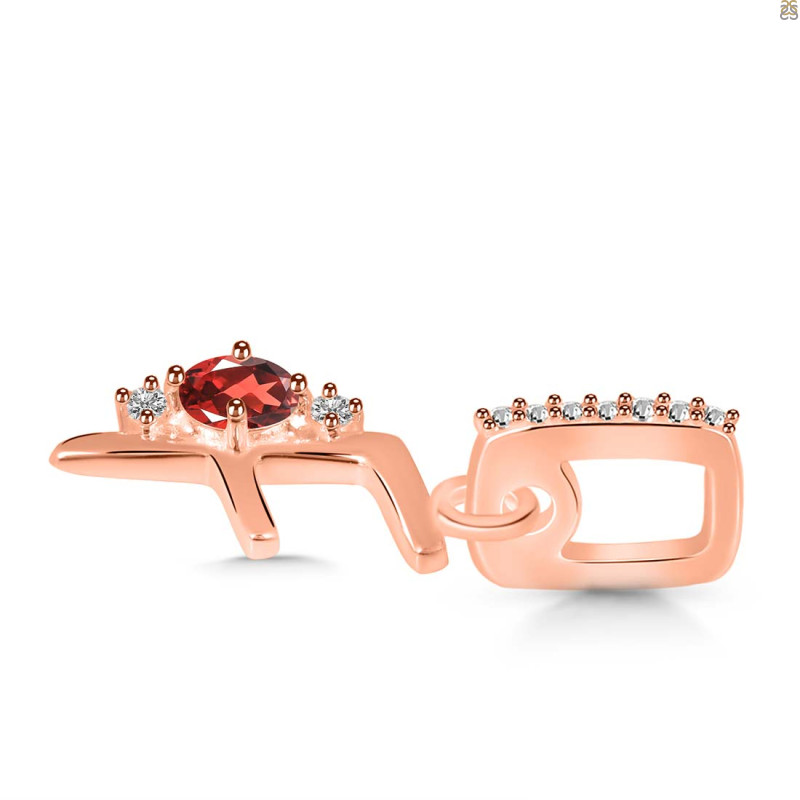 Garnet & White Topaz Alphabet F Pendant GAR-RDA-32.