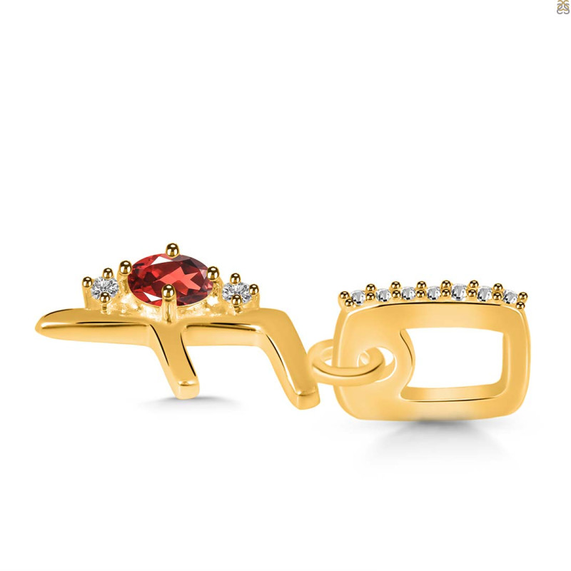 Garnet & White Topaz Alphabet F Pendant GAR-RDA-32.